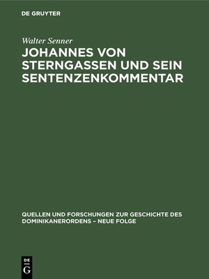 cover image of Johannes von Sterngassen und sein Sentenzenkommentar